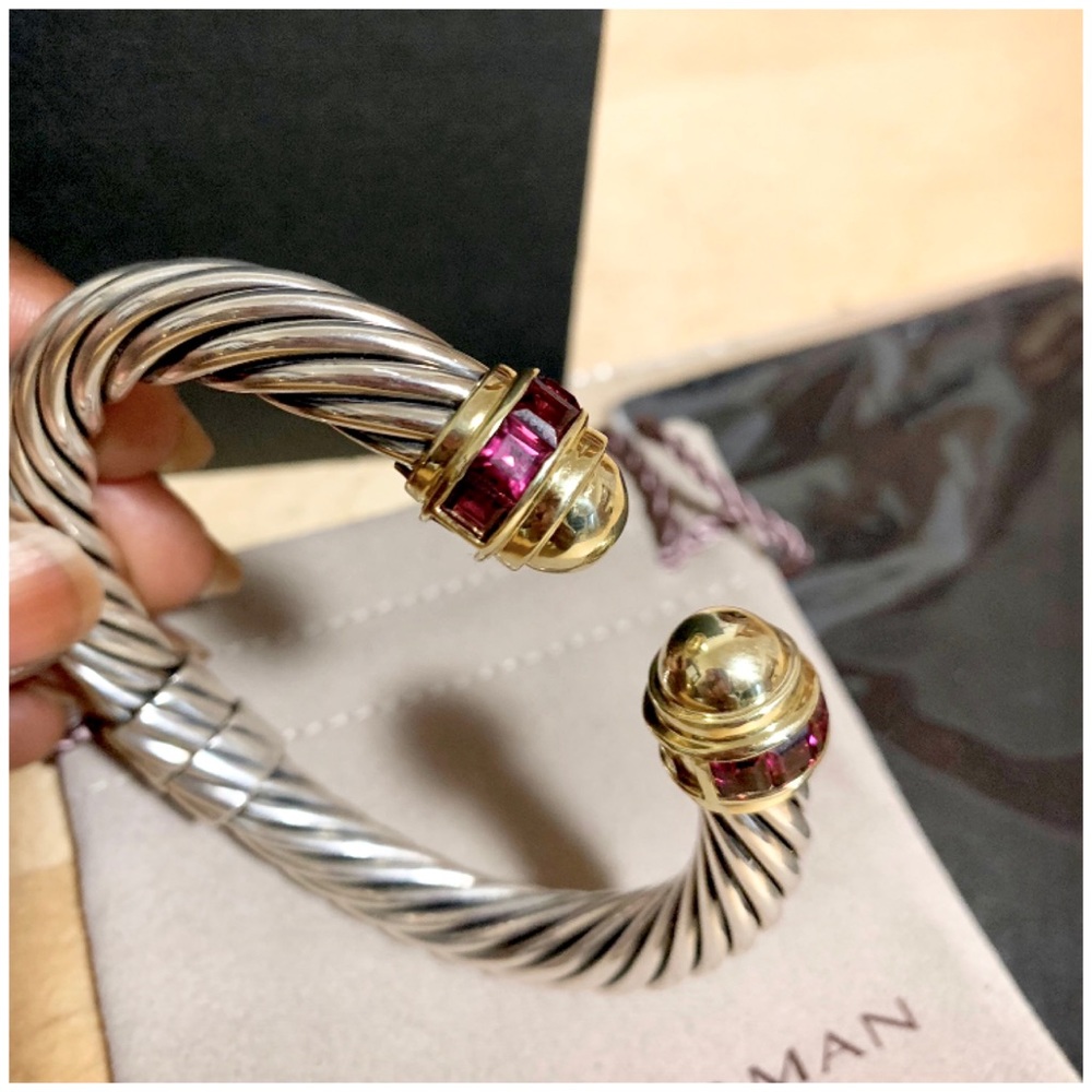 💯🦄 DY RENAISSANCE 14K Dome /Ruby Hinged Bracelet